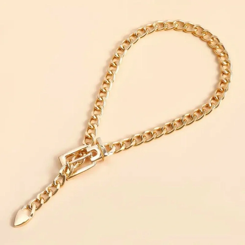 Stylish Chain Belt Casual‎ Golden Plated Metal Waist Chain Adjustable One Size